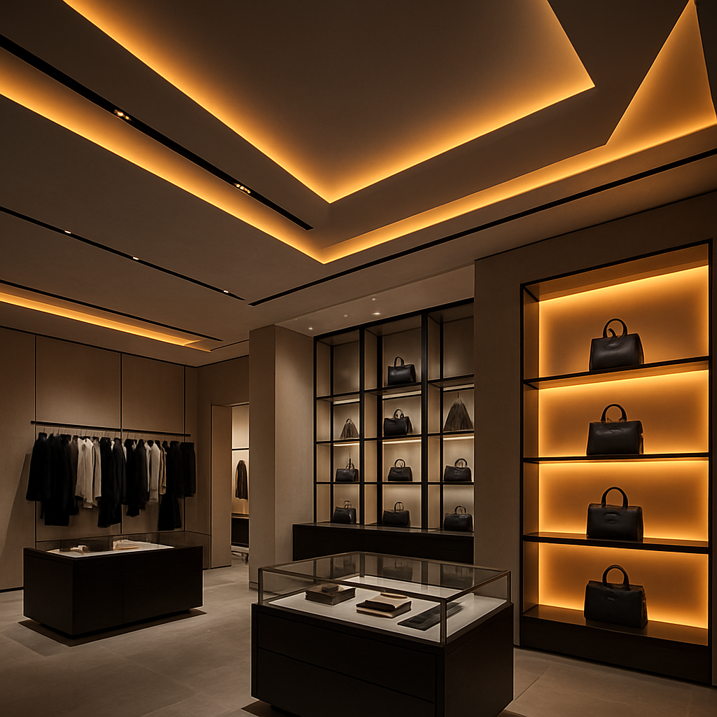Modern retail space with precision LED accent lighting